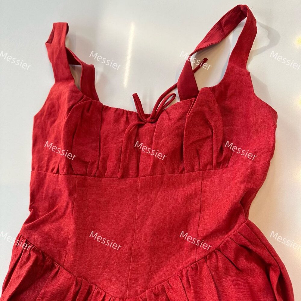 Reformation Balia Linen Dress in Sundried Tomato - Picture 7 of 9